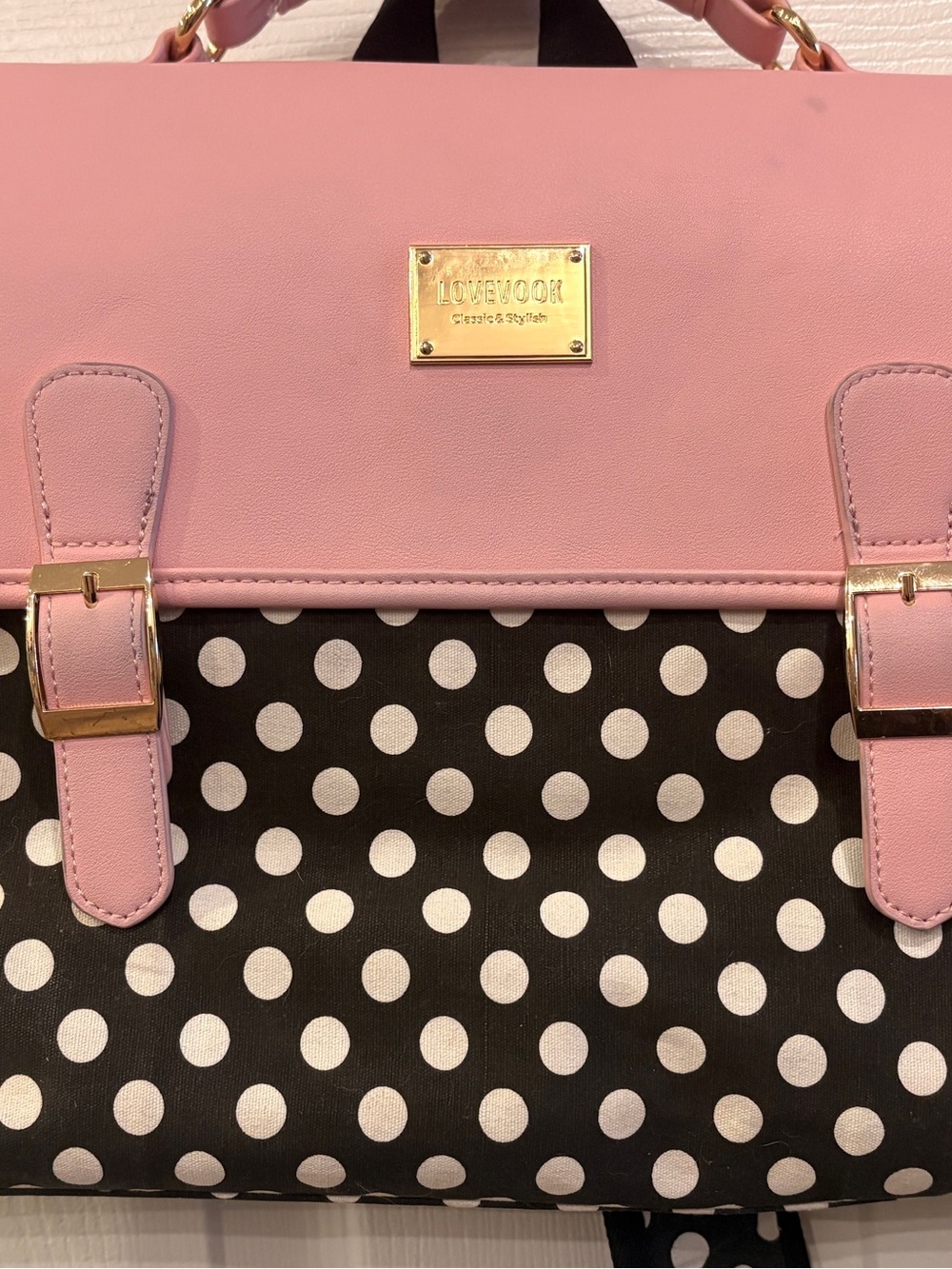 Pink Polka Dot laptop bag Satchel - Picture 2 of 6